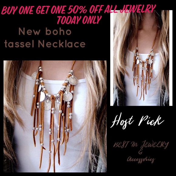 Jewelry - New in...Boho chic necklace Faux suede tie adjust